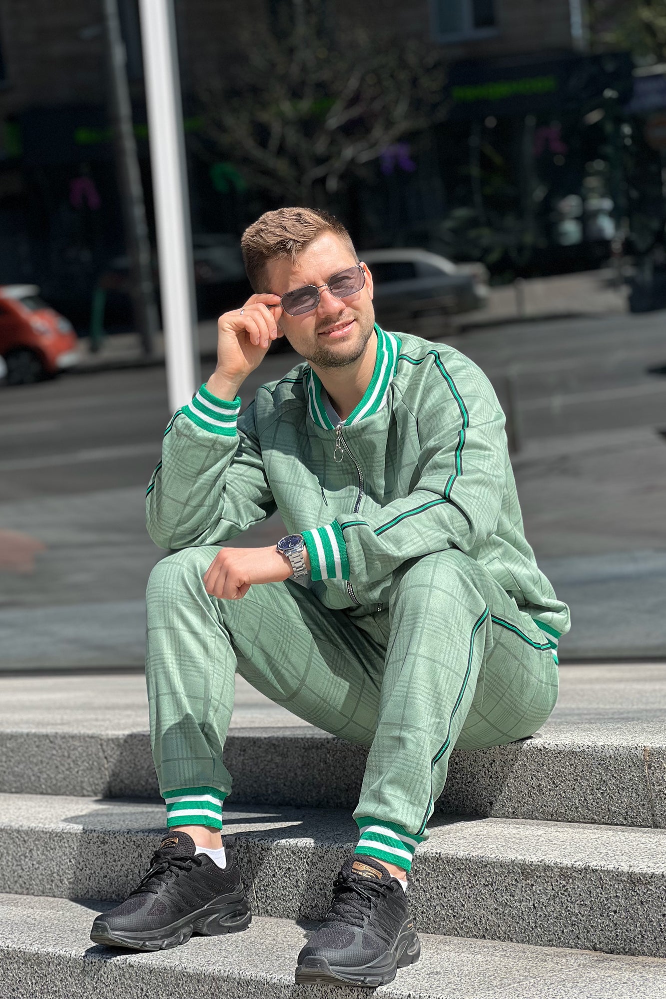 Green Tartan Tracksuit Men's