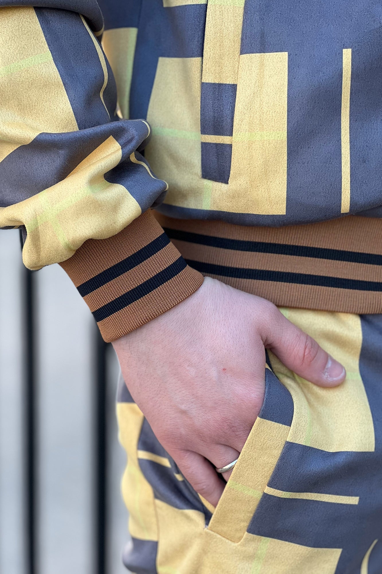 Premium Yellow-Black Tartan Men's Tracksuit
