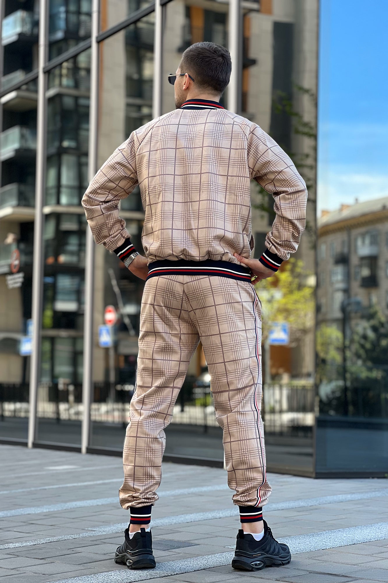 Beige Tartan Tracksuit Men's