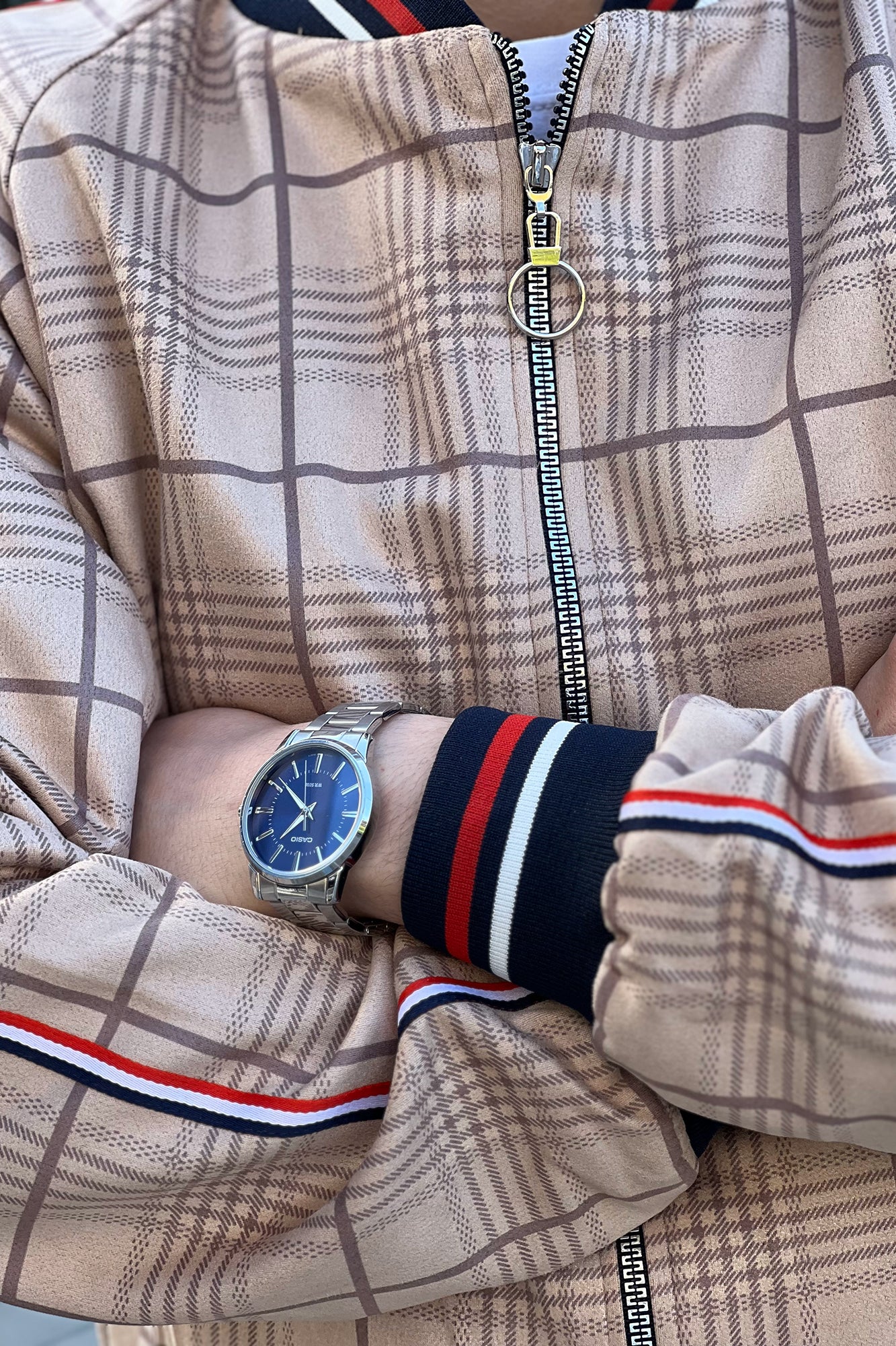 Beige Tartan Tracksuit Men's