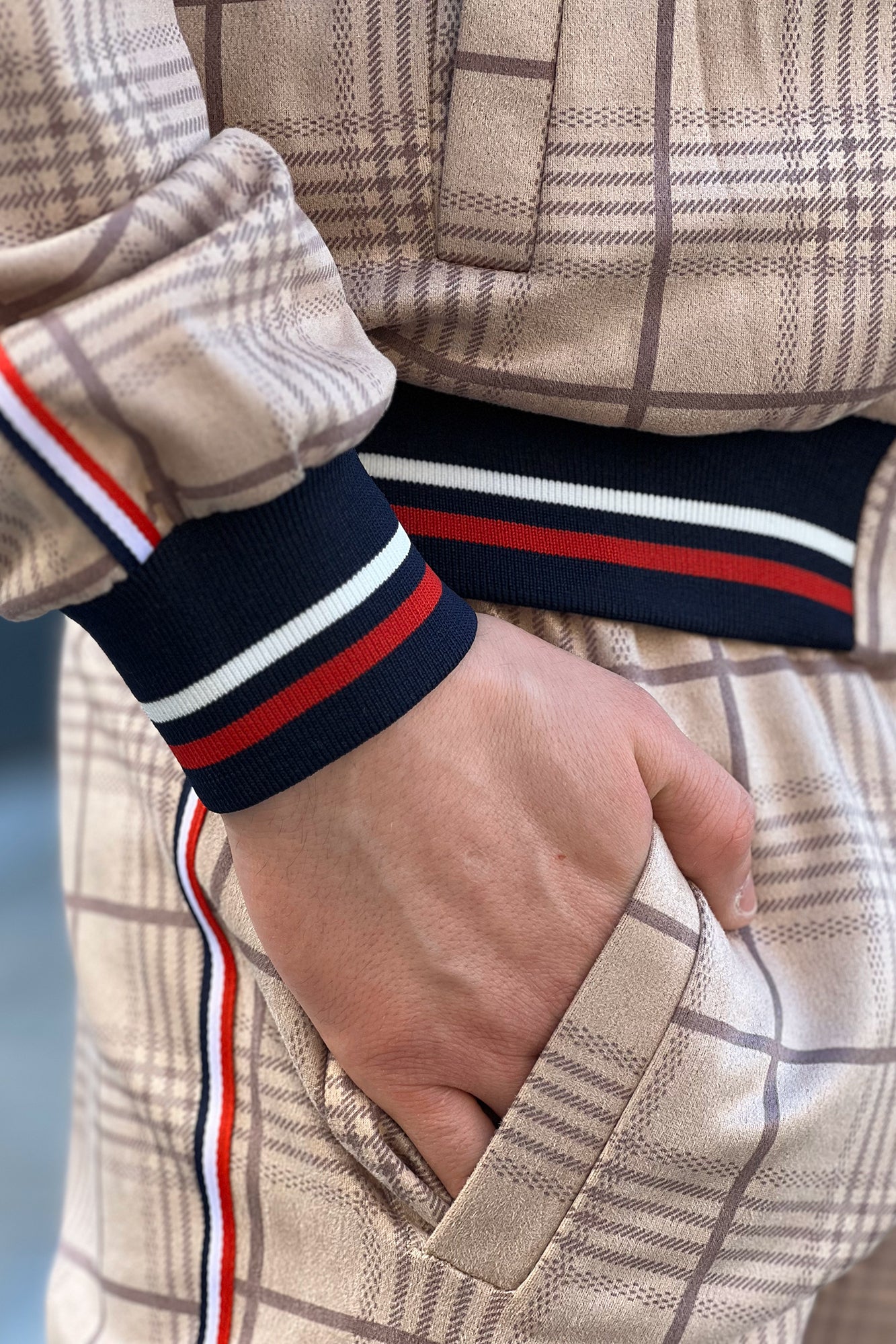 Beige Tartan Tracksuit Men's