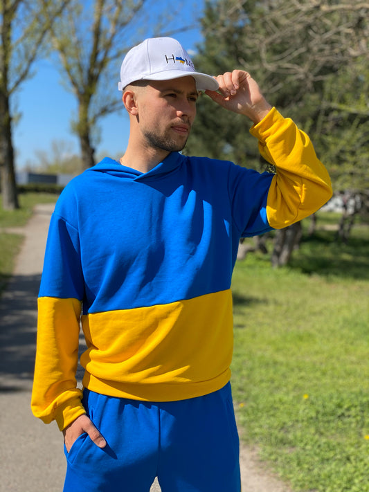 Men's Yellow-Blue Tracksuit Fleece