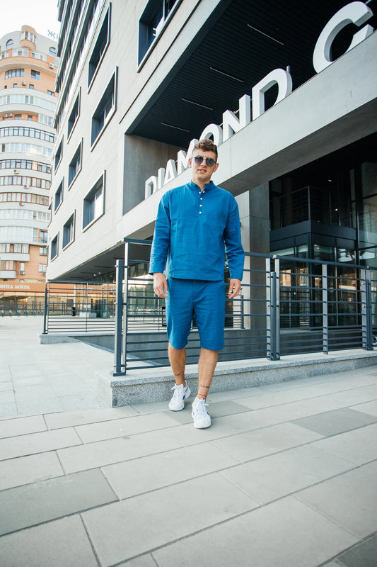 Men's Linen Summer Set in Blue
