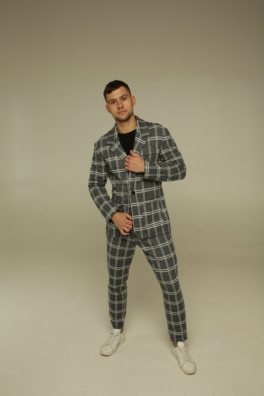 Casual Checked Suit