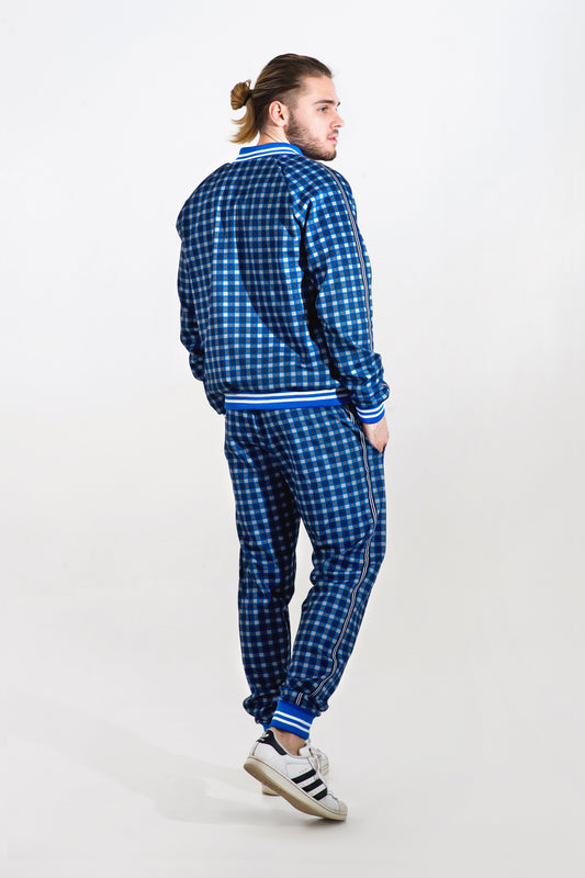 Blue Checkered Coach Tracksuit