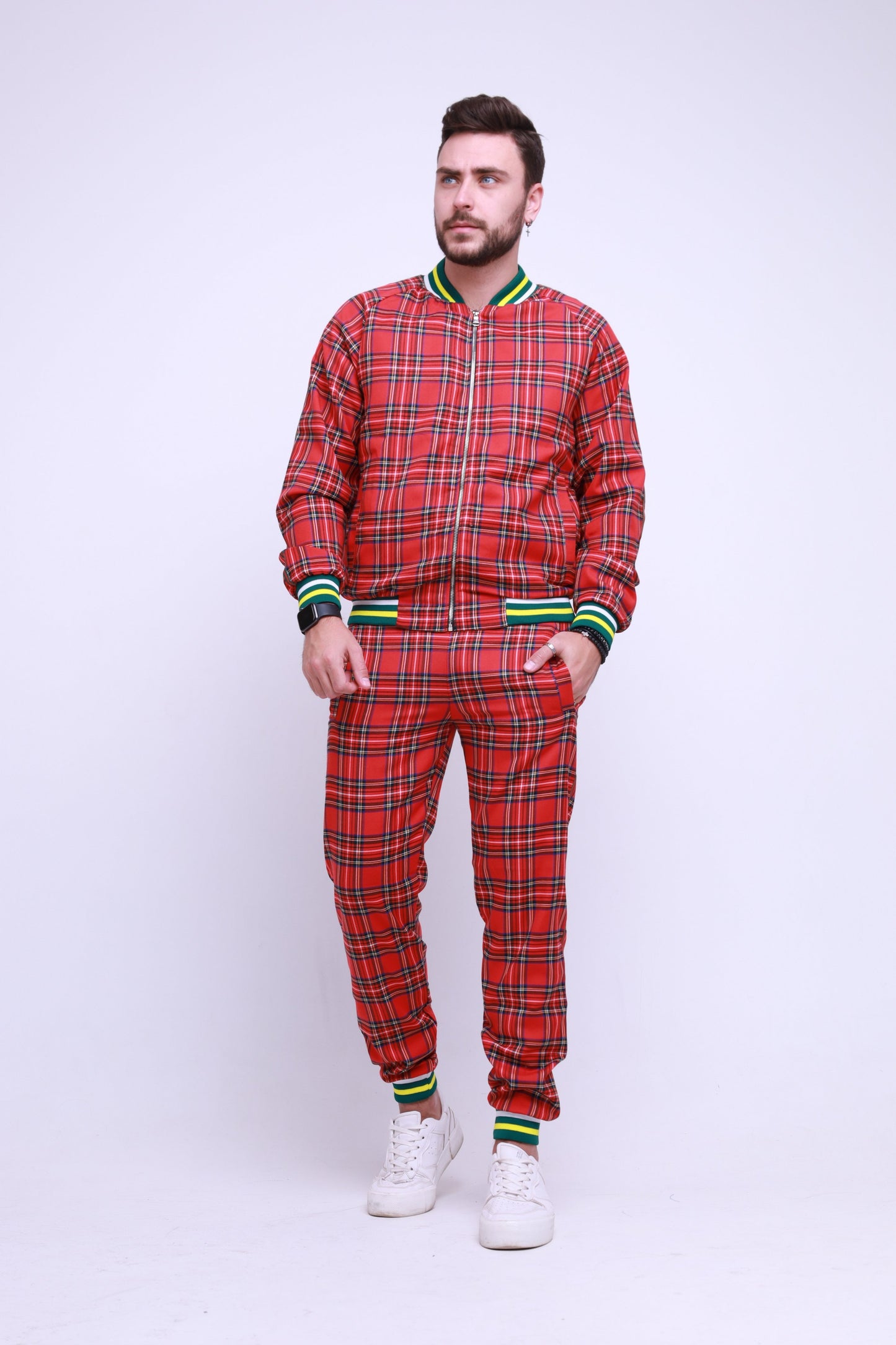 The Gentlemen Tracksuits Plaid Tracksuit Set in Red