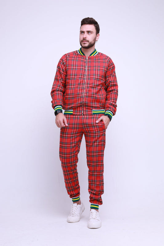 The Gentlemen Tracksuits Plaid Tracksuit Set in Red