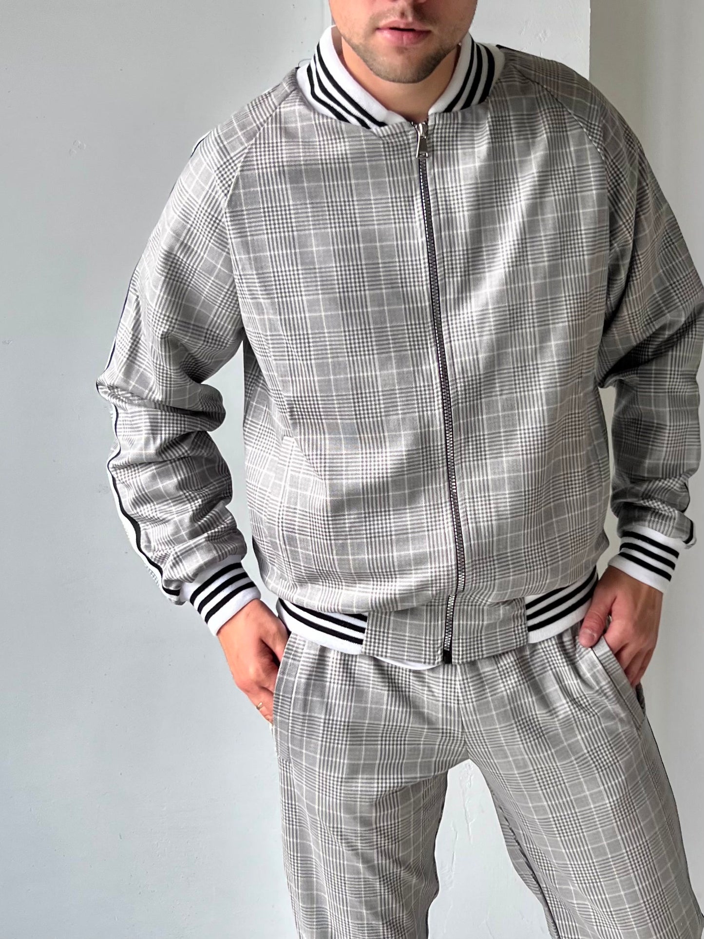 Plaid Light Brown Colin Farrell Coach Tracksuit