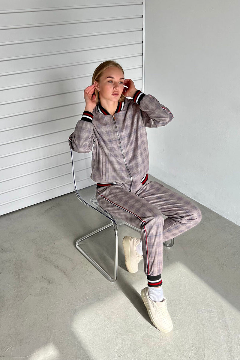 Women's Brown Checkered Colin Farrell Coach Tracksuit
