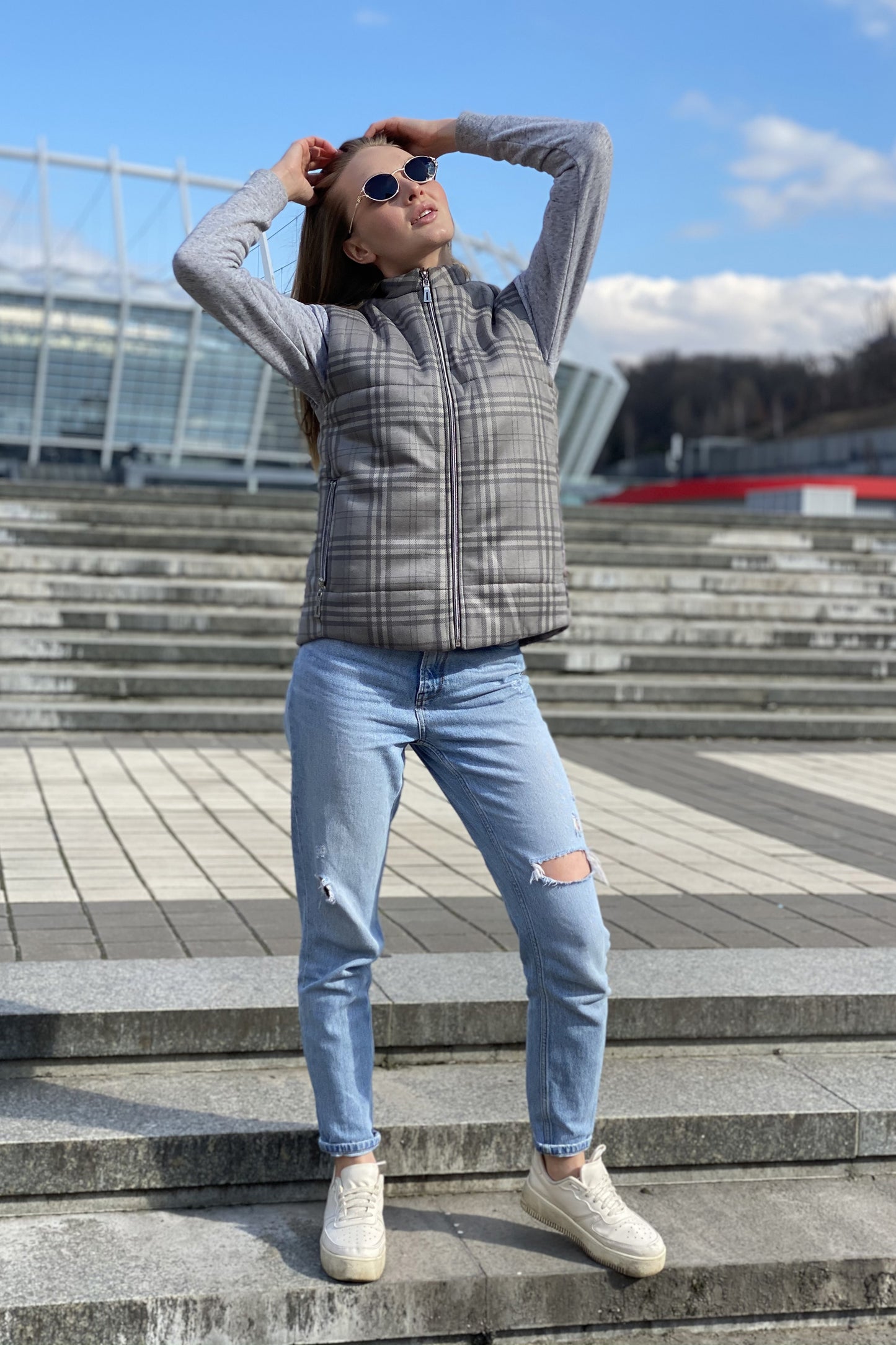 Vest demi-season, unisex, color Gray