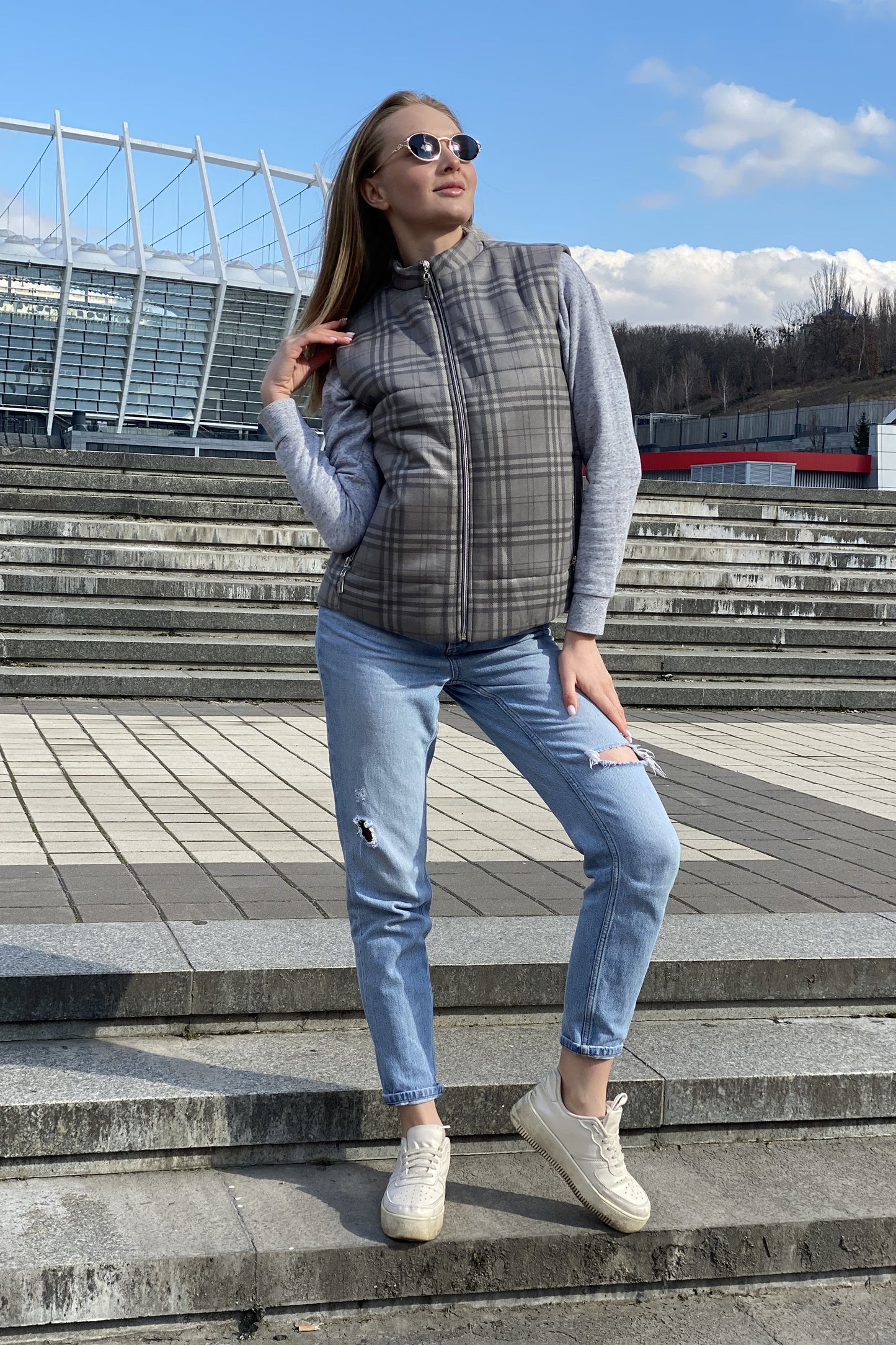 Vest demi-season, unisex, color Gray