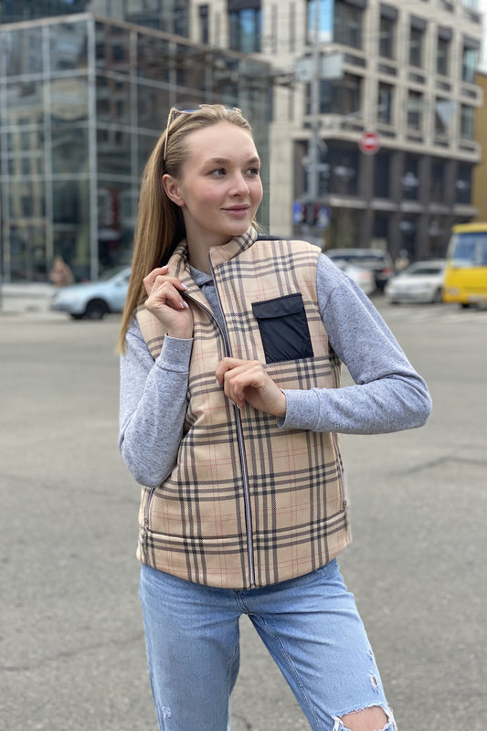 Vest demi-season, unisex, color Brown