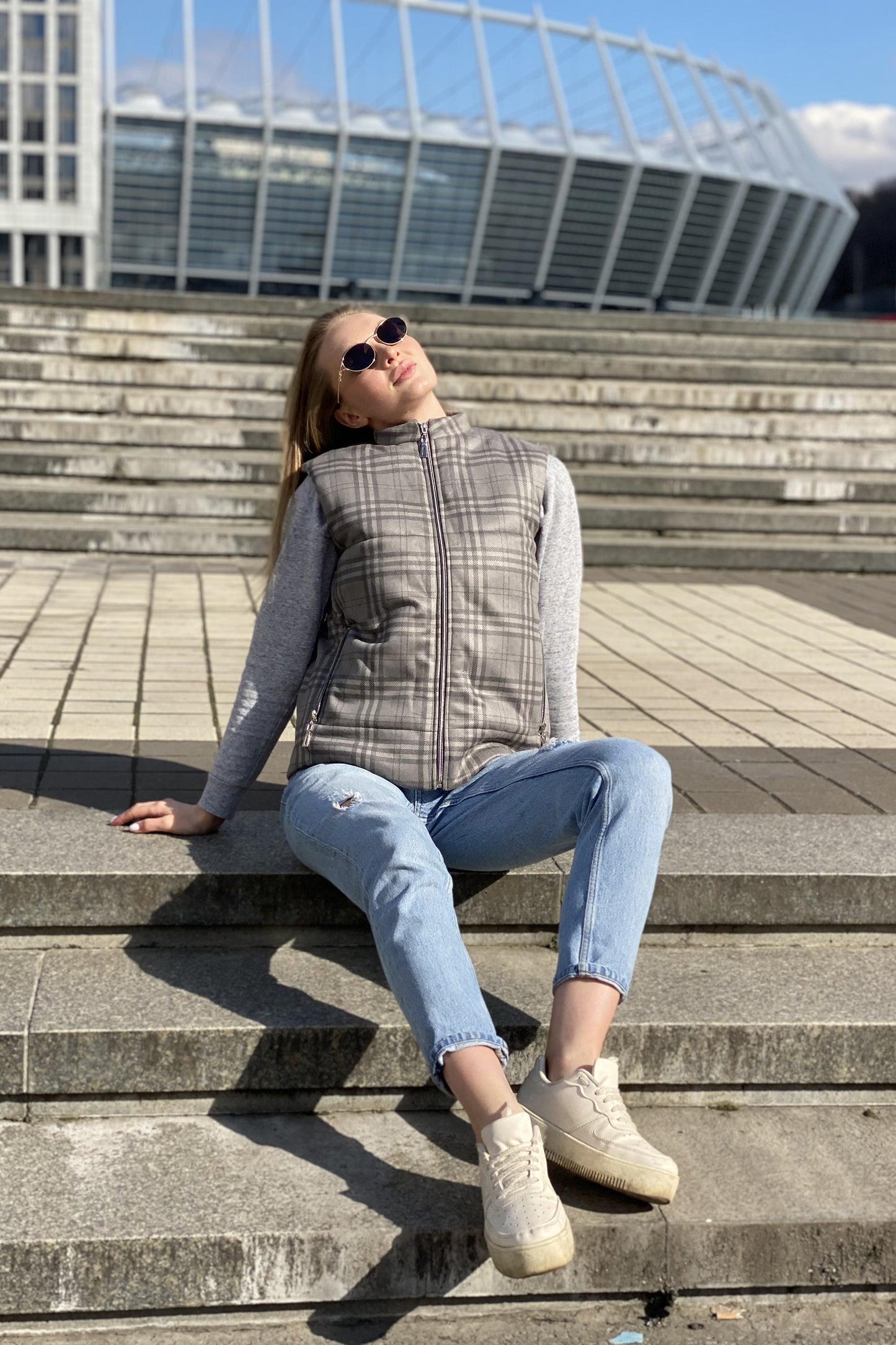 Vest demi-season, unisex, color Gray