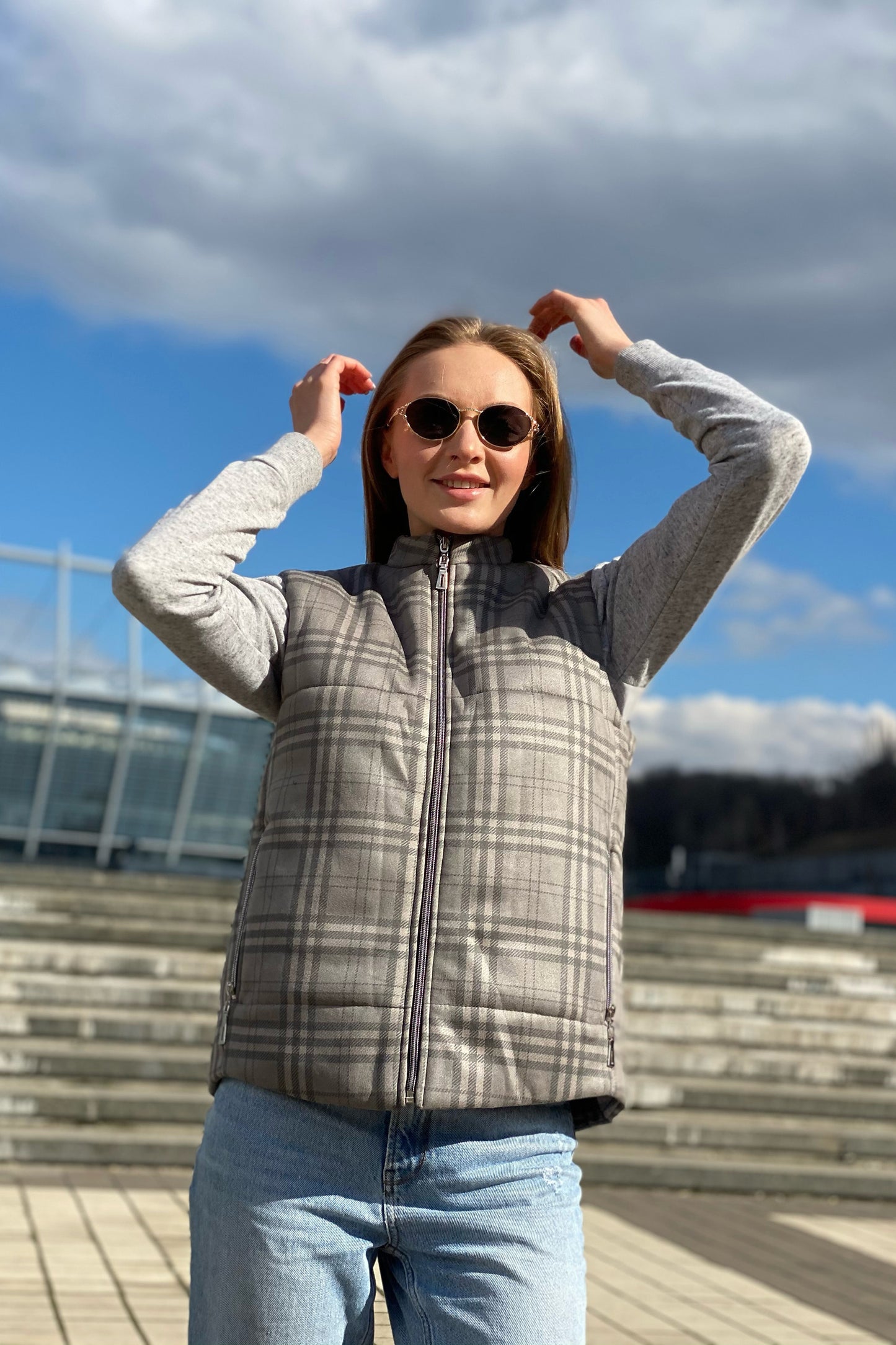 Vest demi-season, unisex, color Gray