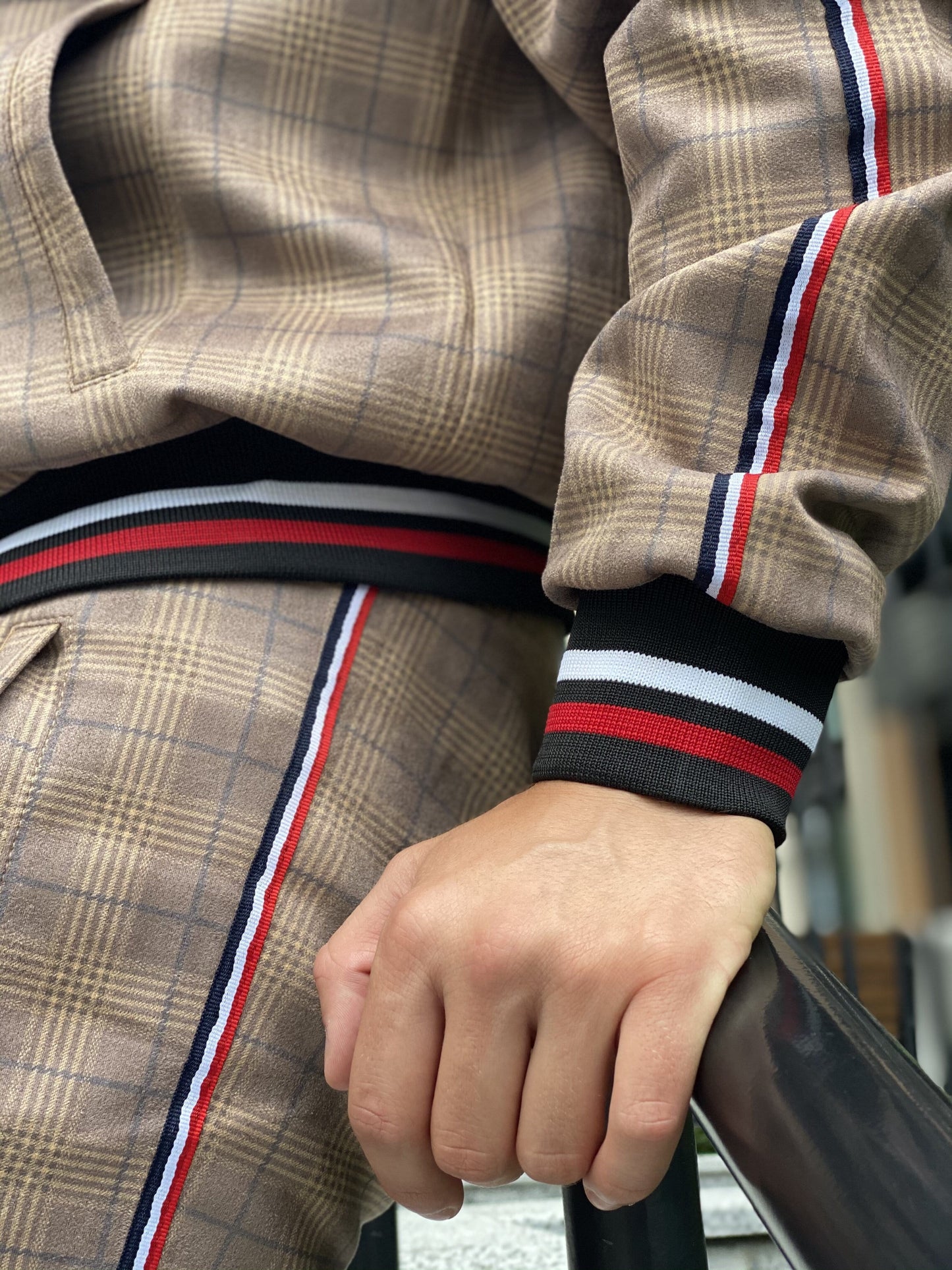 Brown Checkered Colin Farrell Coach Tracksuit