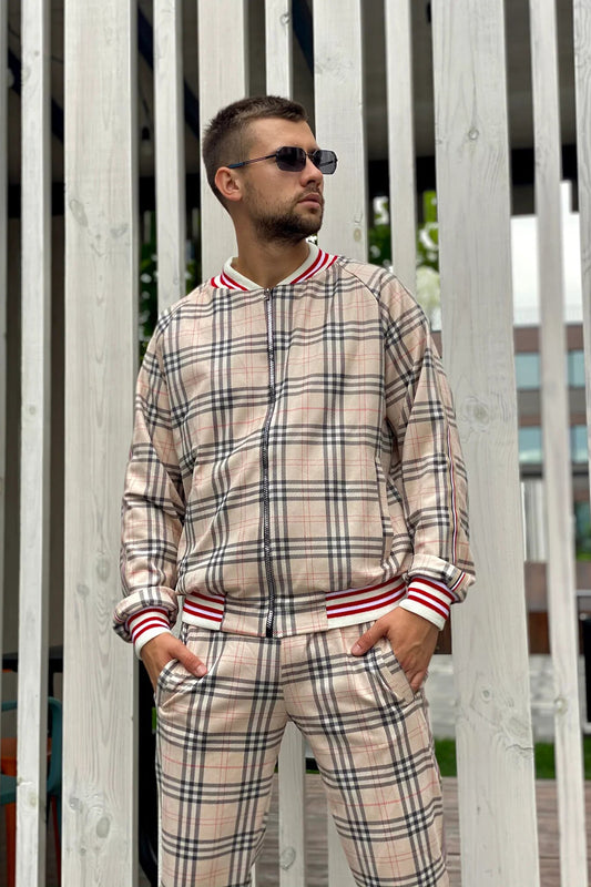 Checkered Coach Tracksuit Beige