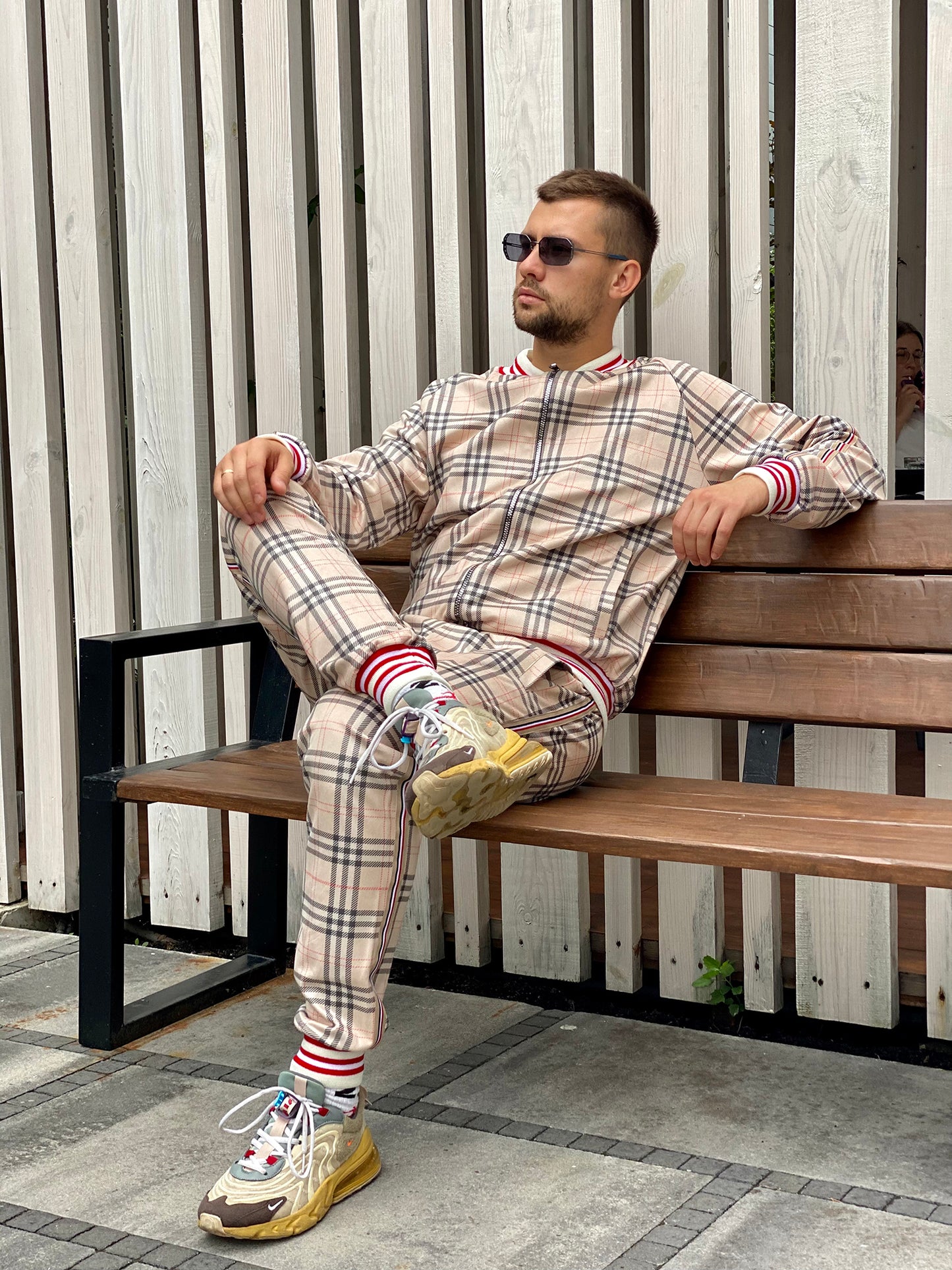 Checkered Coach Tracksuit Beige