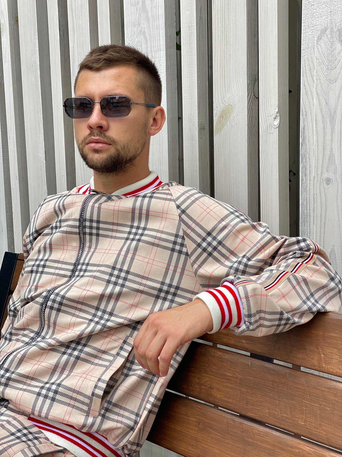 Checkered Coach Tracksuit Beige