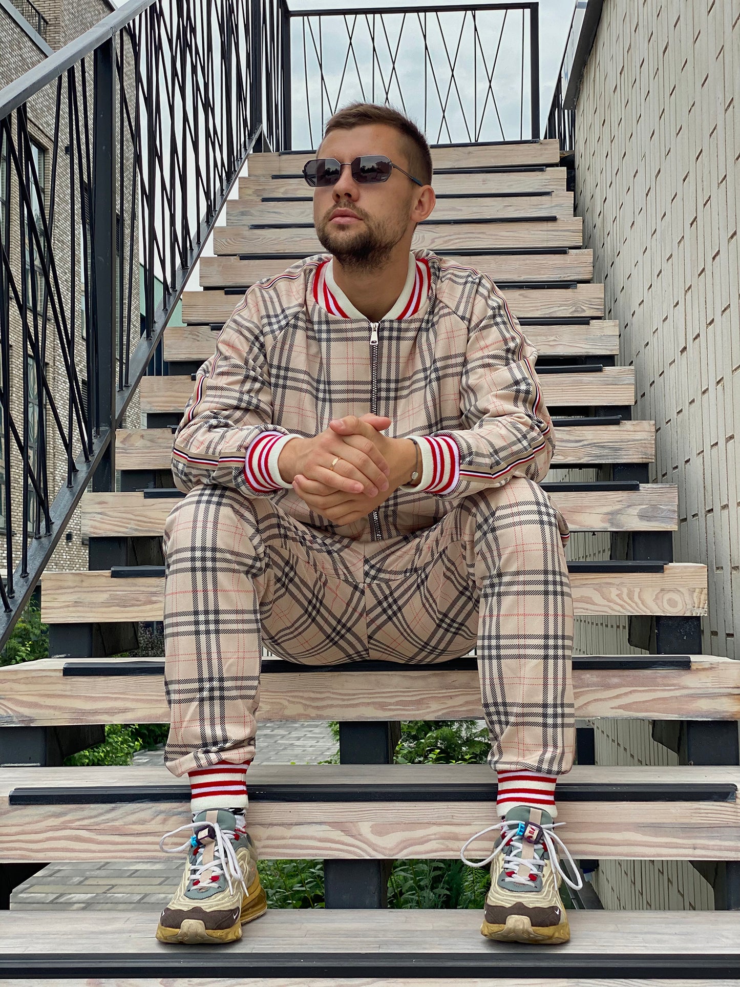 Checkered Coach Tracksuit Beige