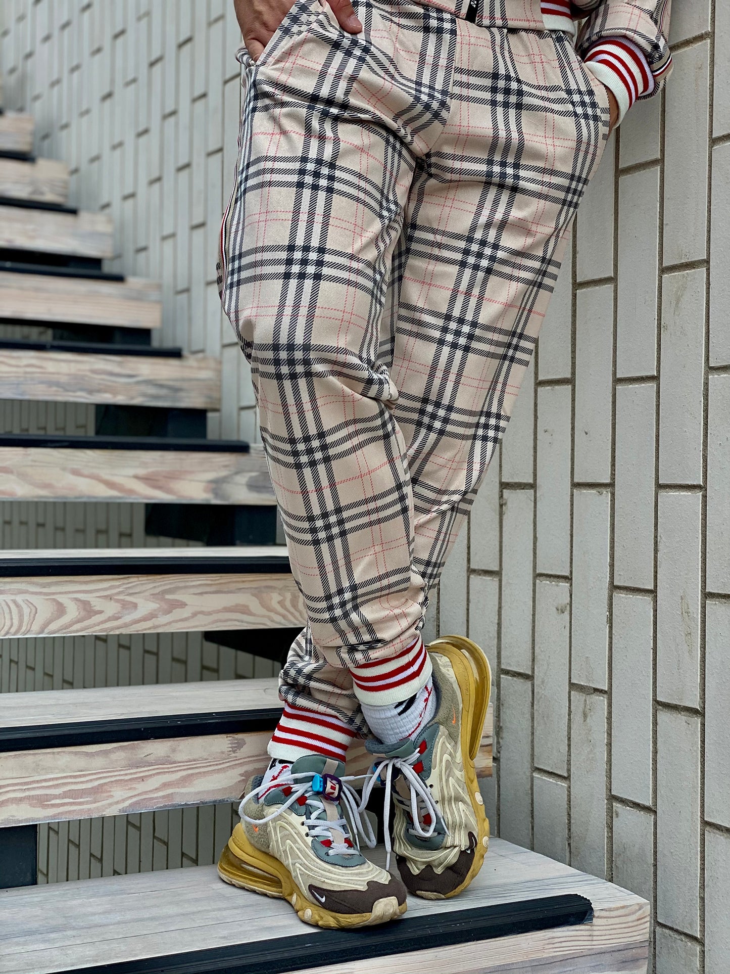 Checkered Coach Tracksuit Beige