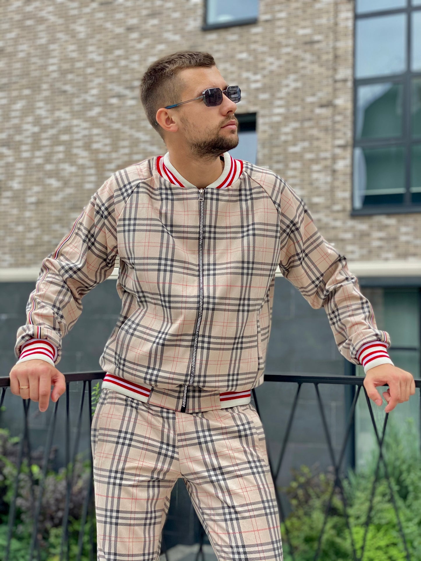 Checkered Coach Tracksuit Beige