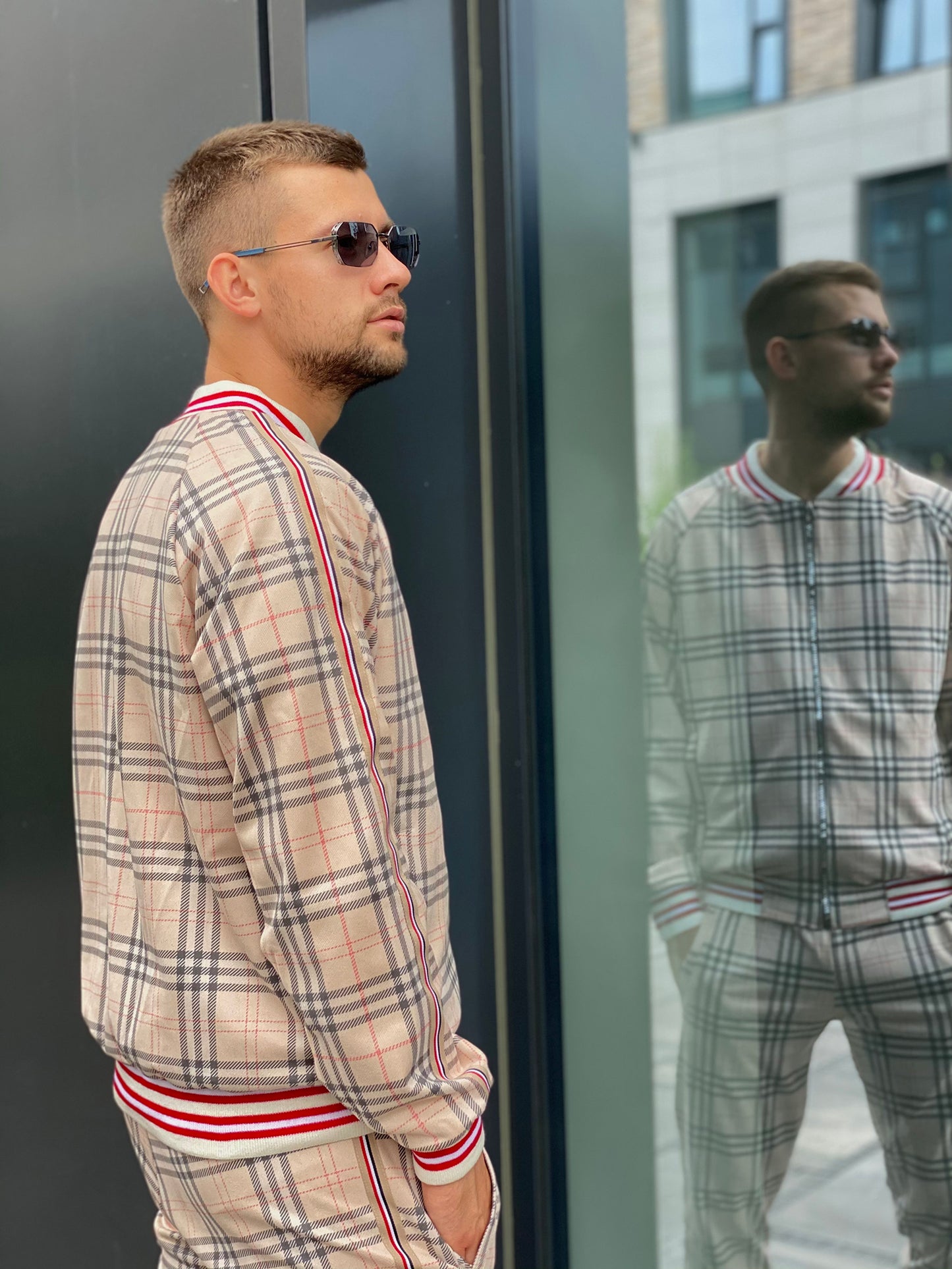 Checkered Coach Tracksuit Beige