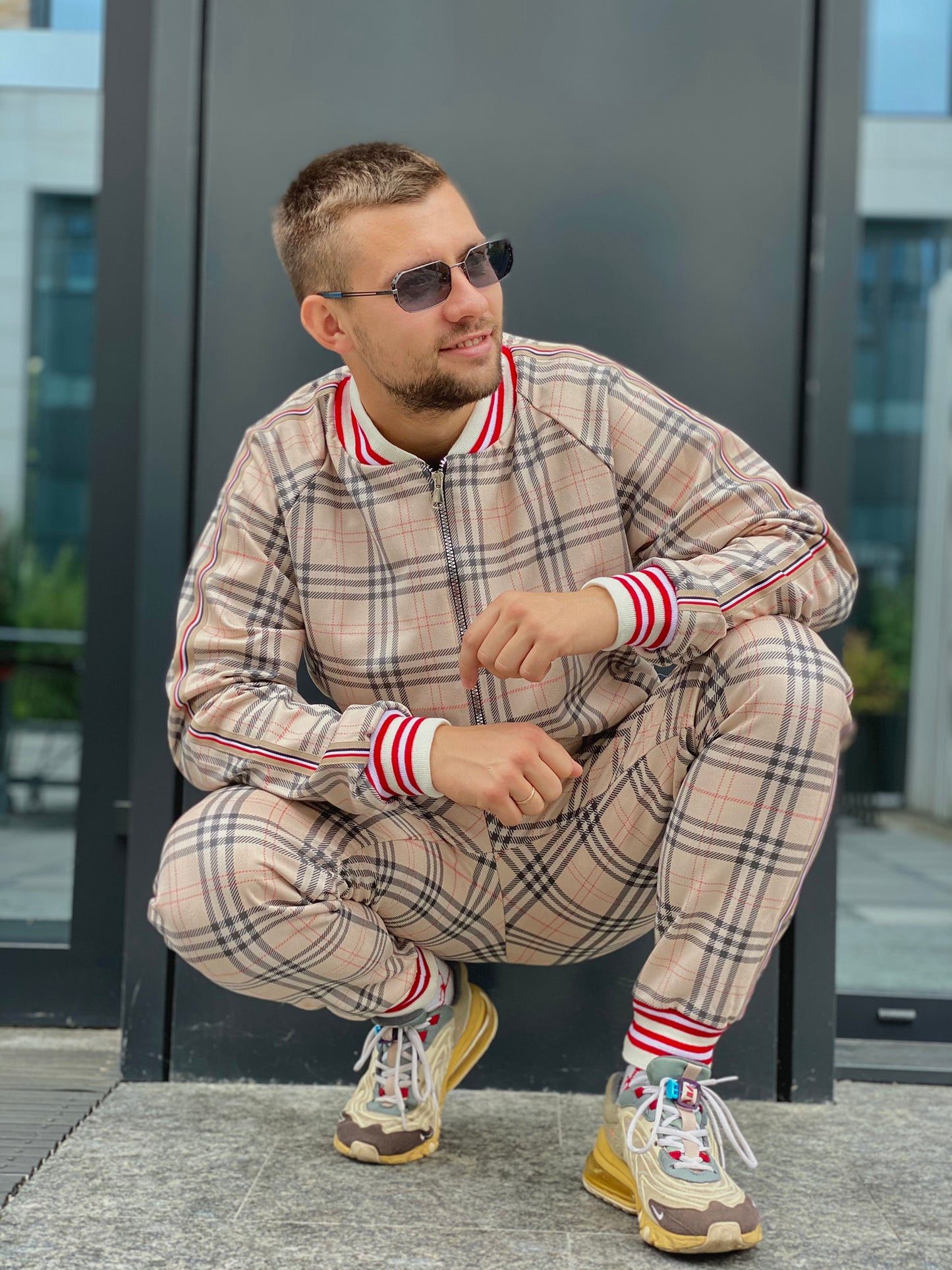 Checkered Coach Tracksuit Beige