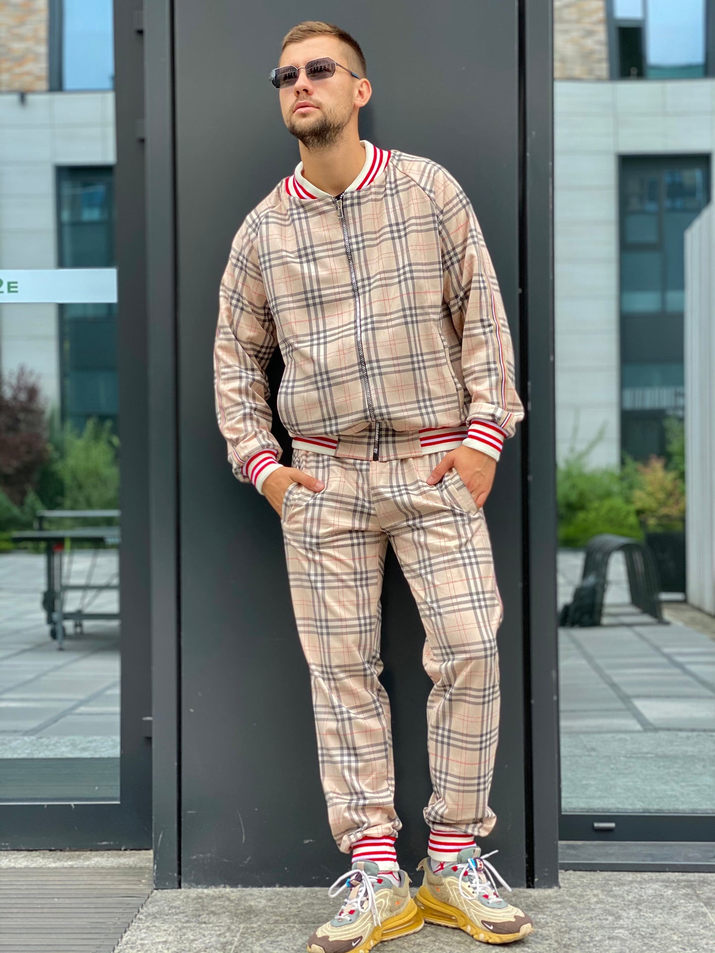 Checkered Coach Tracksuit Beige