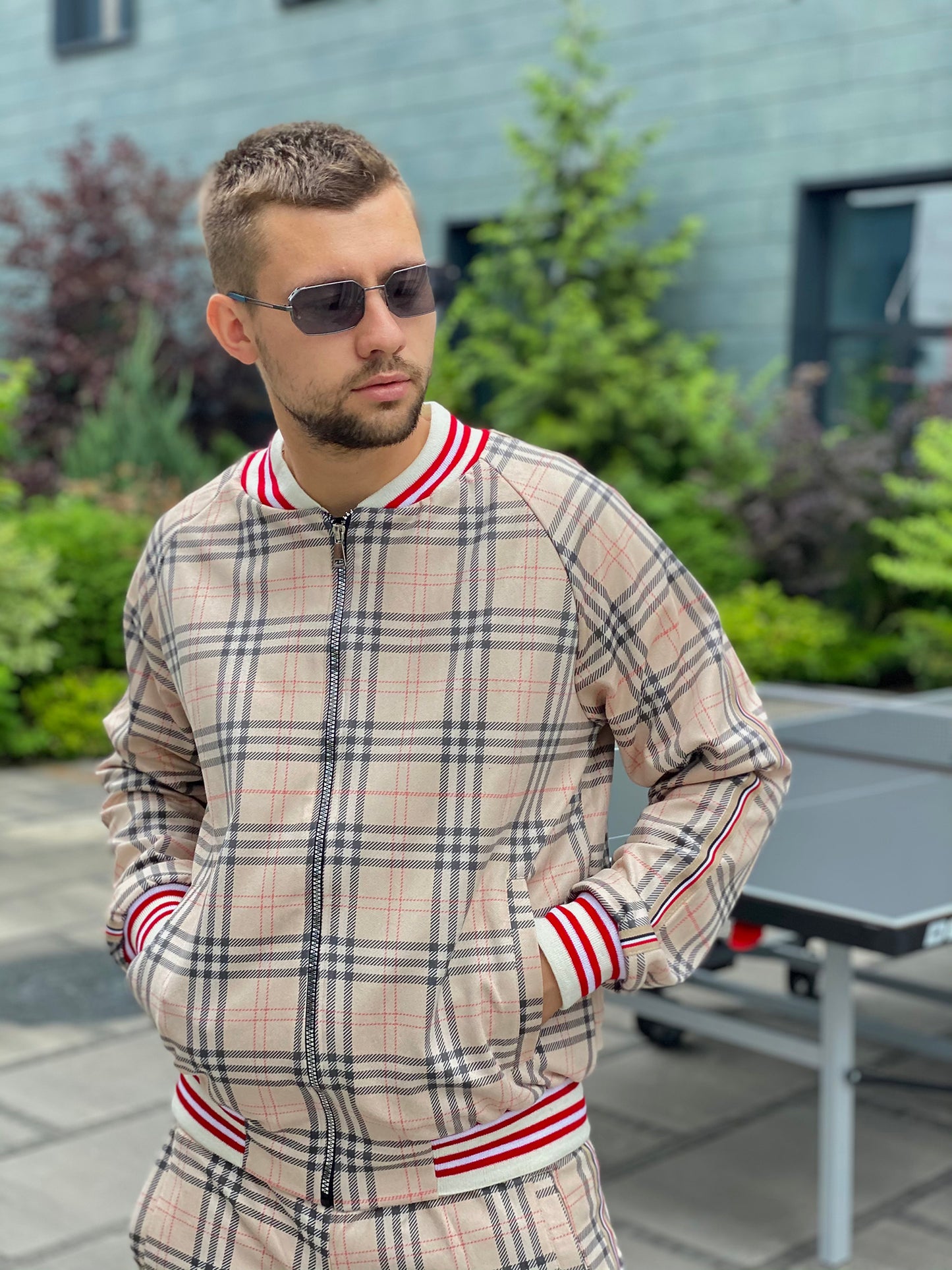 Checkered Coach Tracksuit Beige