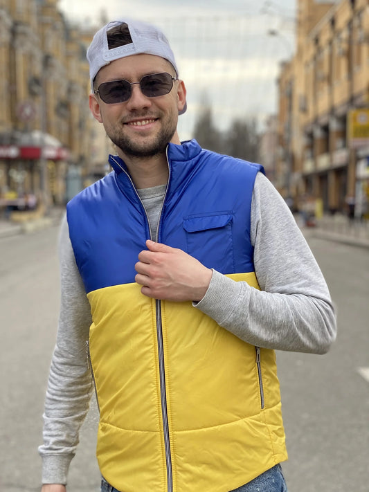 Vest demi-season, unisex, color Yellow-Blue