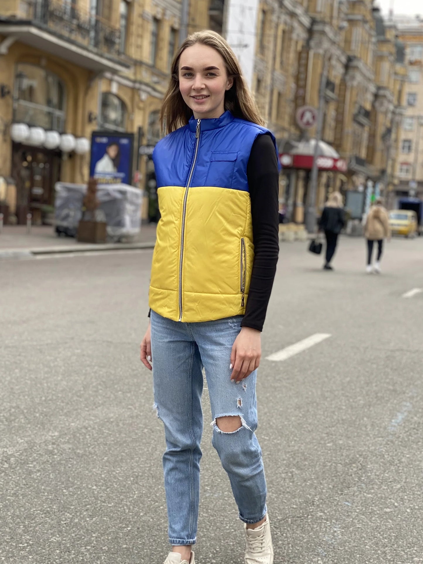 Vest demi-season, unisex, color Yellow-Blue