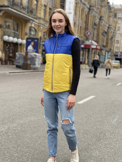 Vest demi-season, unisex, color Yellow-Blue