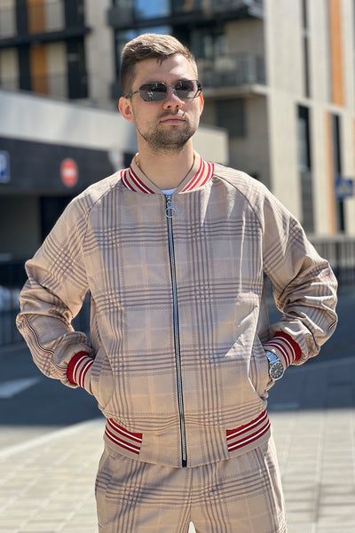 Beige Tartan Tracksuit Men's