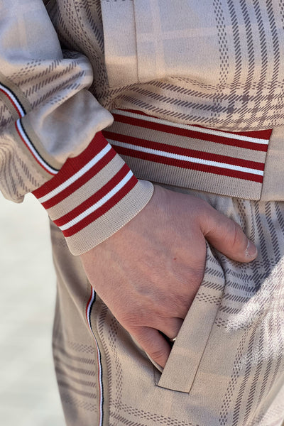 Beige Tartan Tracksuit Men's