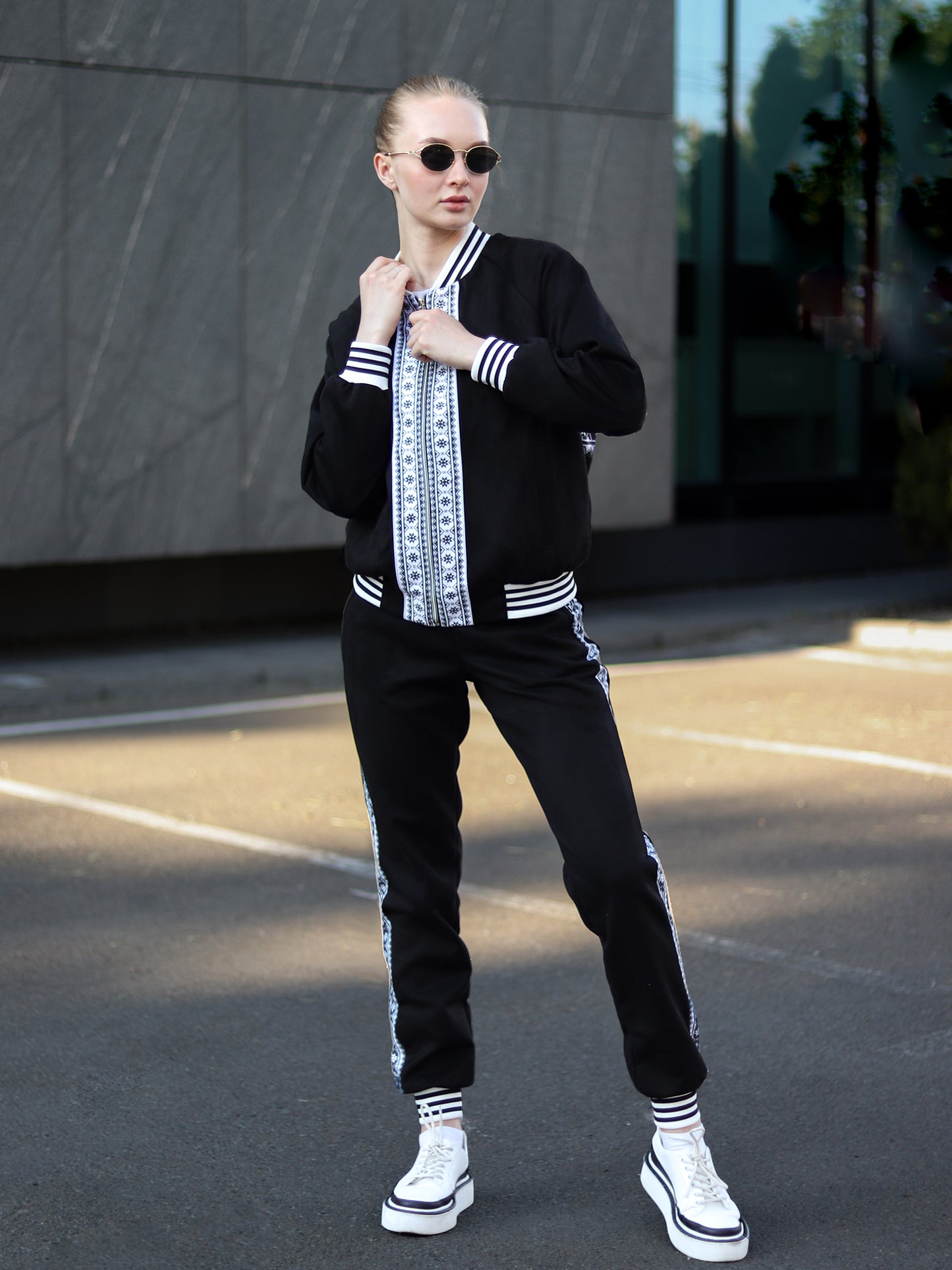 Girl's sports suit with Ukrainian ornament