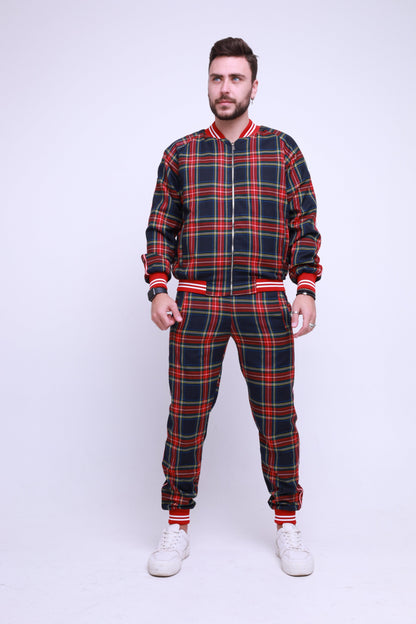 The Gentlemen Tracksuits Plaid Tracksuit Set in Red Blue