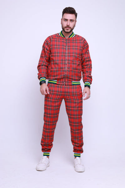 The Gentlemen Tracksuits Plaid Tracksuit Set in Red