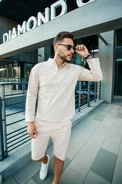 Men's Linen Summer Set in Beige