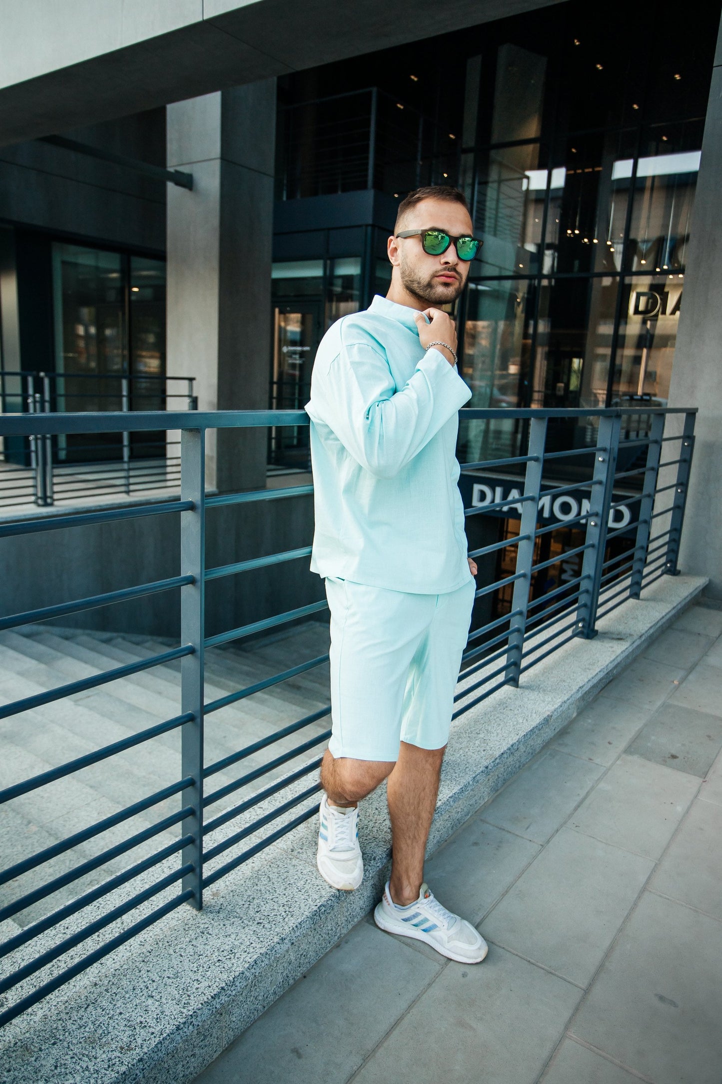 Men's Linen Summer Set in Light-Blue