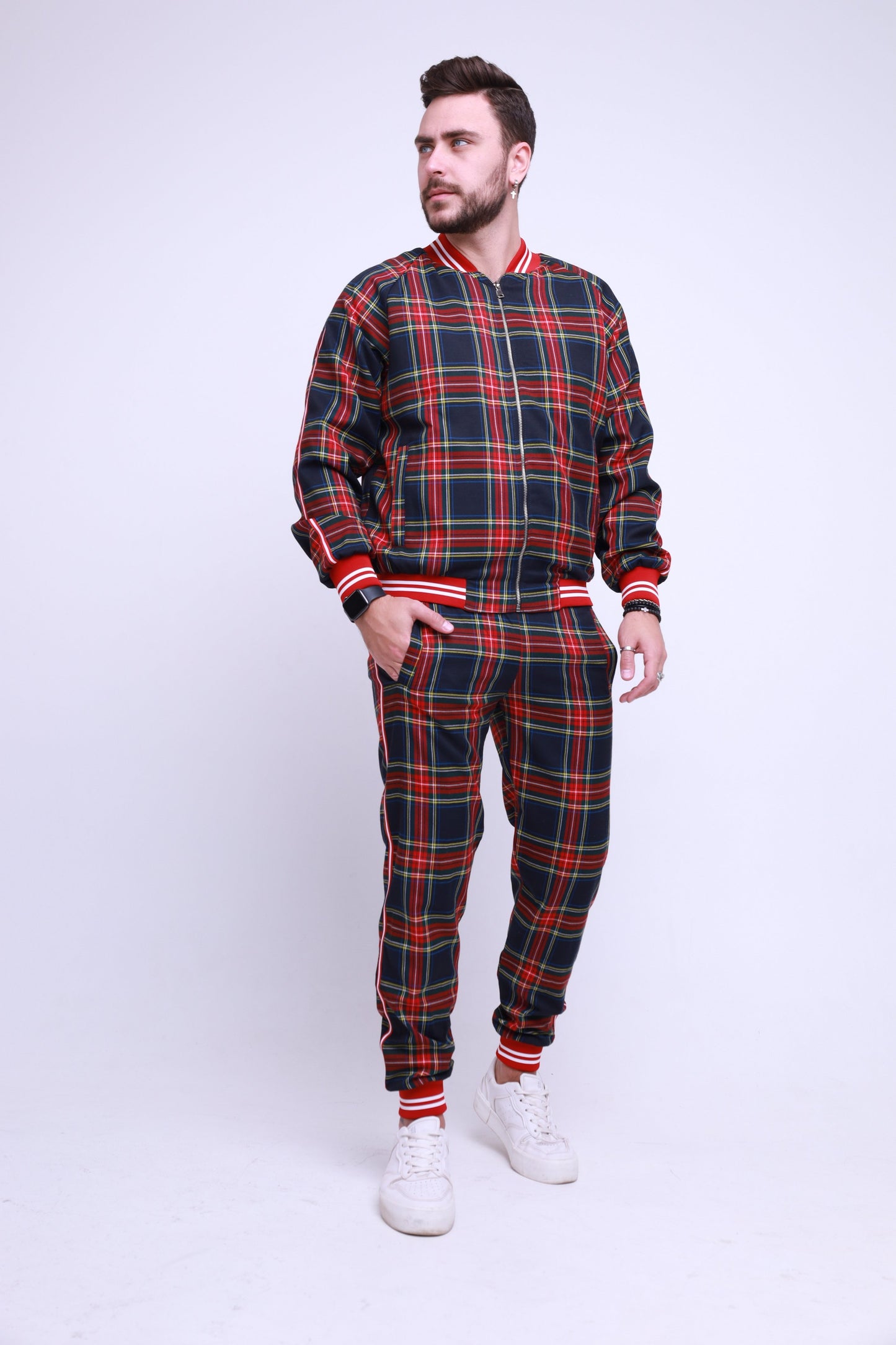 The Gentlemen Tracksuits Plaid Tracksuit Set in Red Blue