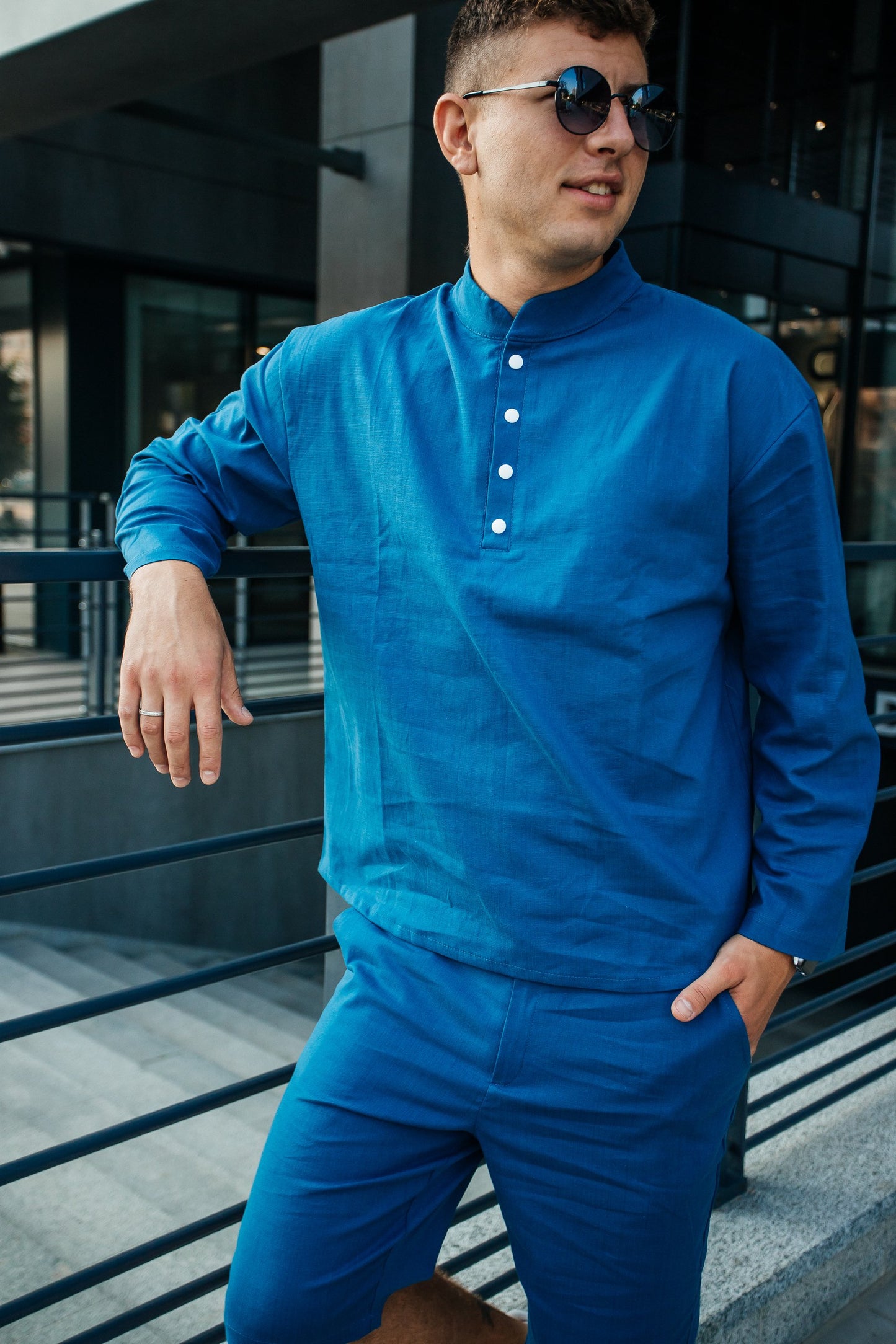 Men's Linen Summer Set in Blue