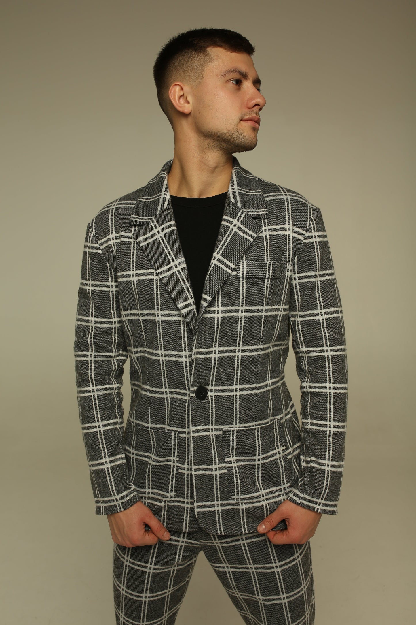 Casual Checked Suit