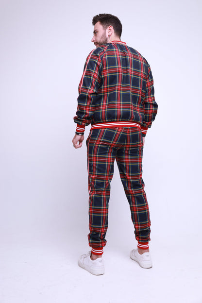 The Gentlemen Tracksuits Plaid Tracksuit Set in Red Blue