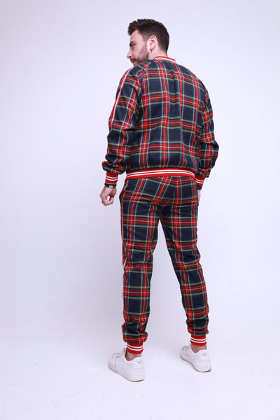 The Gentlemen Tracksuits Plaid Tracksuit Set in Red Blue