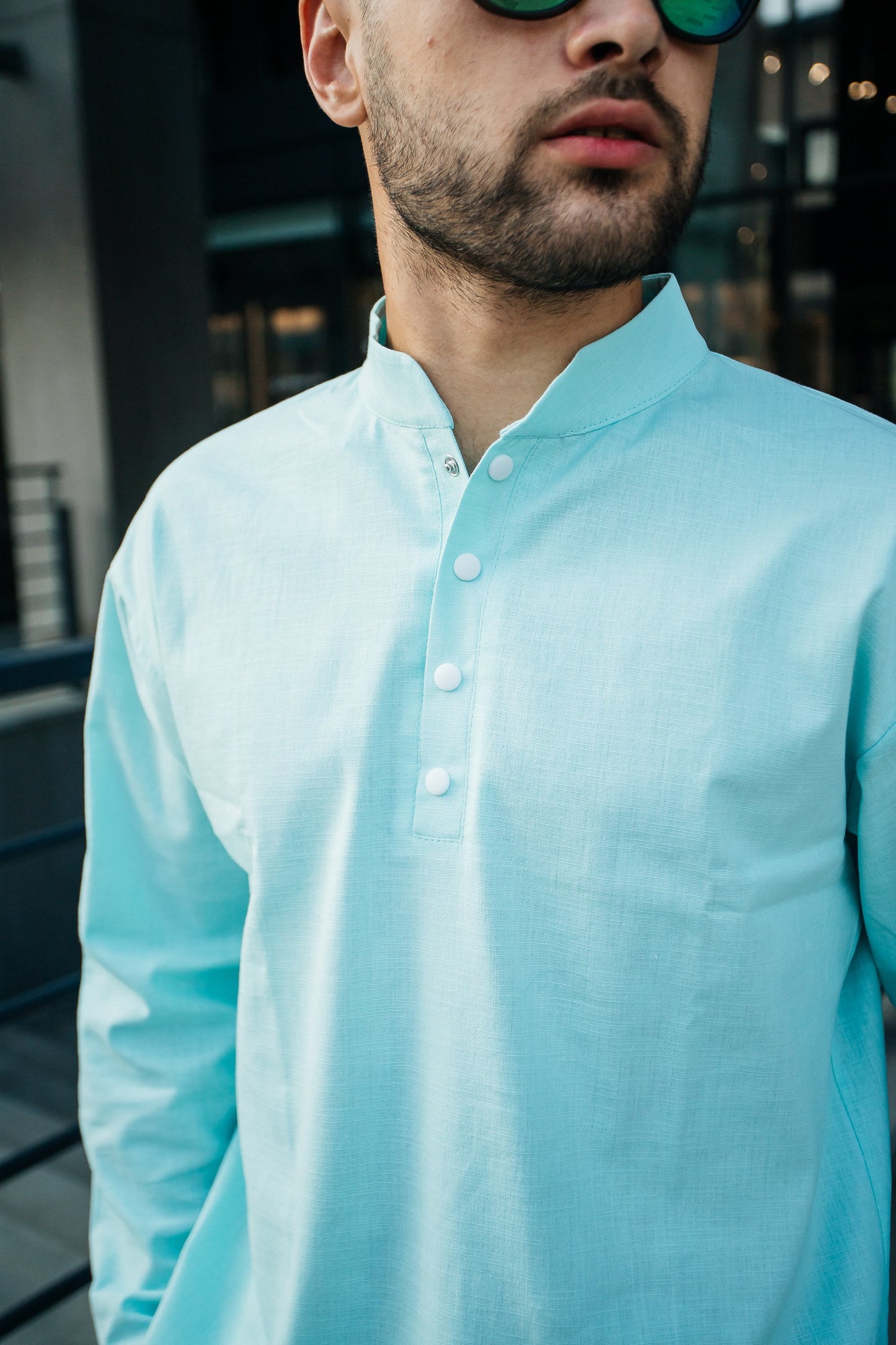 Men's Linen Summer Set in Light-Blue
