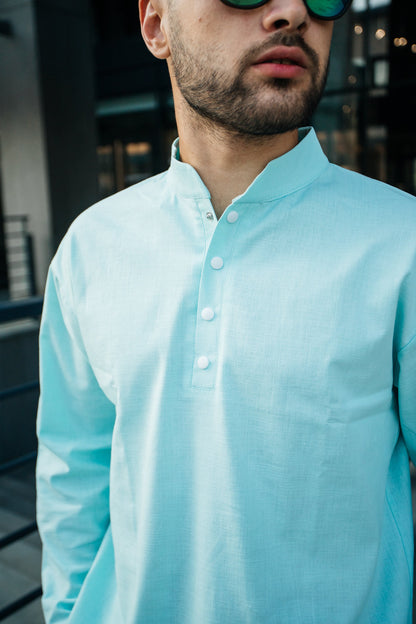 Men's Linen Summer Set in Light-Blue