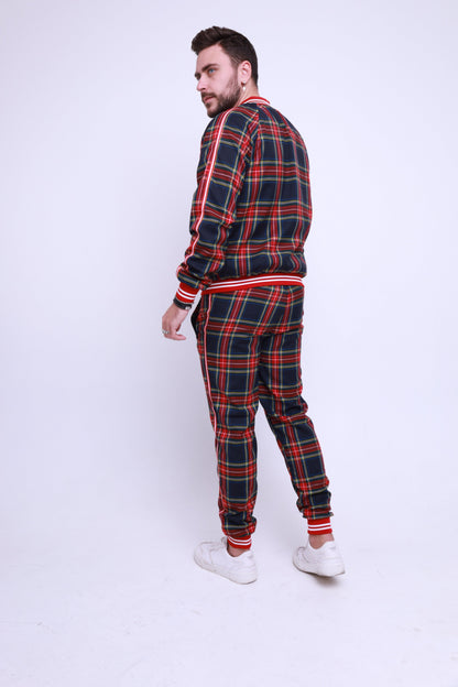 The Gentlemen Tracksuits Plaid Tracksuit Set in Red Blue