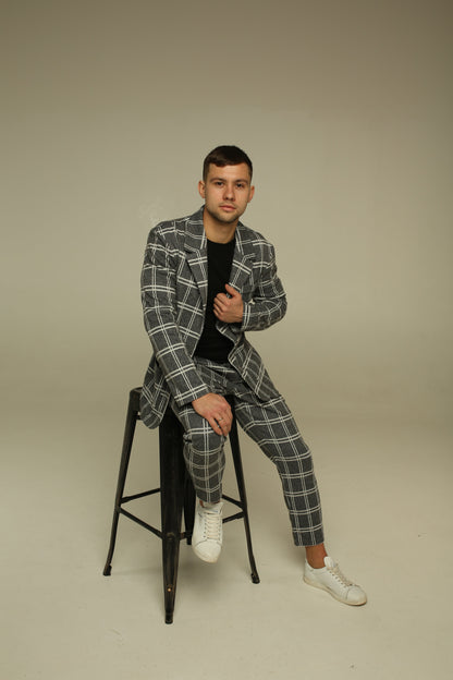 Casual Checked Suit