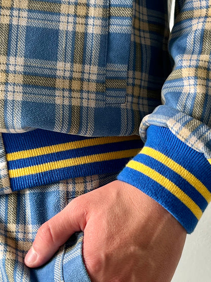 Yellow-Blue Checkered Colin Farrell Coach Tracksuit