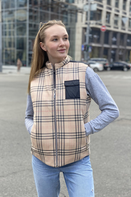 Vest demi-season, unisex, color Brown
